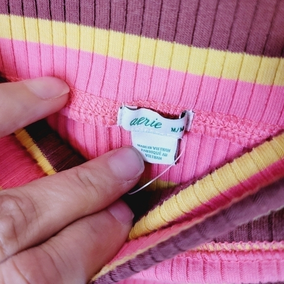 AERIE RIBBED STRIPED PULL ON MIDI SKIRT, SZ MEDIUM - Picture 3 of 9